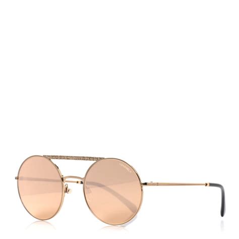 CHANEL Metal Winter Round Sunglasses 4232 Gold.